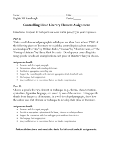 Controlling Idea/ Literary Element Assignment