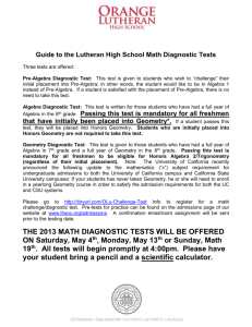 Guide to the Lutheran High School Math Diagnostic Tests