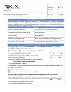 QAF-172 Export Control Classification Form