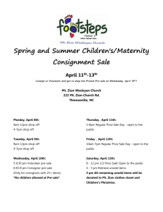 Spring and Summer Children`s/Maternity Consignment Sale April 11 th