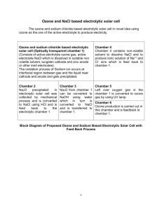 Ozone and NaCl based electrolytic solar cell