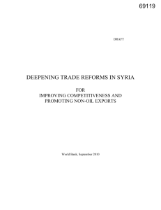 69119 DRAFT DEEPENING TRADE REFORMS IN SYRIA FOR