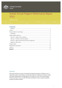 Kiribati Annual Program Performance Report 2011