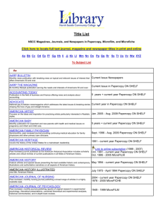 PeriodicalsTitles - NSCC NetID: Personal Web Space