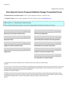 New/Special Course Proposal-Bulletin Change Transmittal Form
