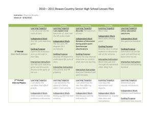 2010 – 2011 Rowan Country Senior High School Lesson Plan