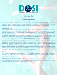 Newsletter One WELCOME TO DOSI!