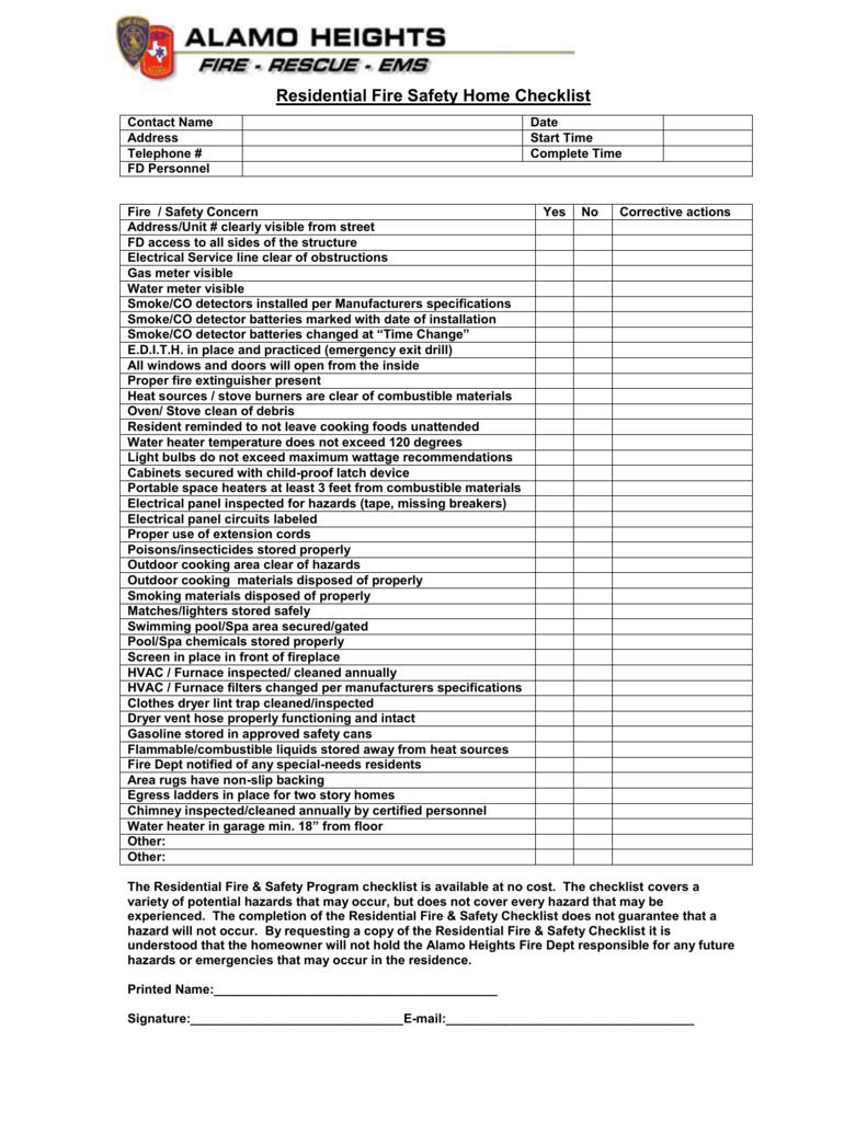 Fire Safety Inspection Checklist 8489