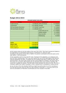 Budget 2014/2015 VIRCAMP BUDGET 2014