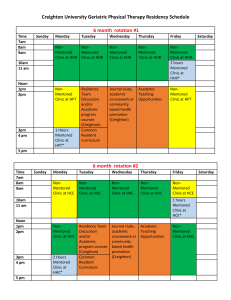 Sample Weekly Schedule for Geriatric Residency 2015-2016