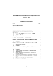 Health Professions Registration (Repeal) Act 2012