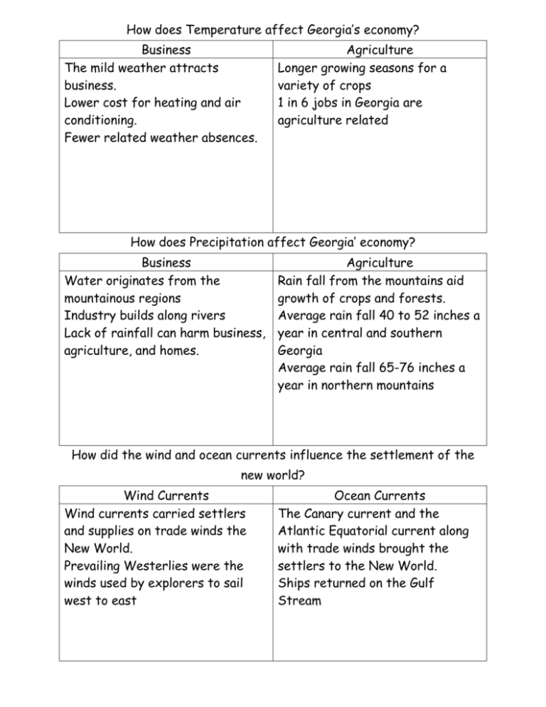 Climate Review Notes Key