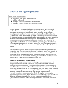 Lecture 12: Local supply responsiveness