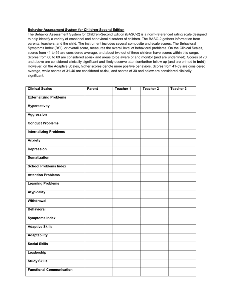 Behavior Assessment System For Children 3 By Kelsey Waniger 42 OFF