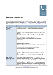 RJC Standards Committee – 2013 - Responsible Jewellery Council