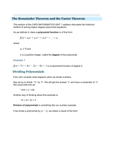 Remainder & Factor Theorems 1