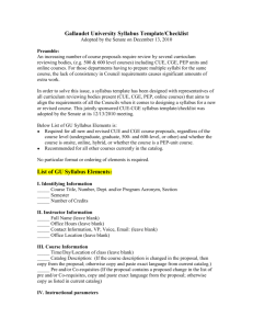 Gallaudet University Syllabus Template/Checklist