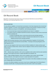 Oil Record Book - Environmental Protection Authority