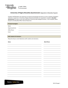 Biosafety Questionnaire