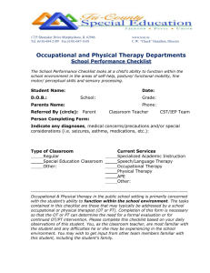 Occupational/Physical Therapy School Performance Checklist