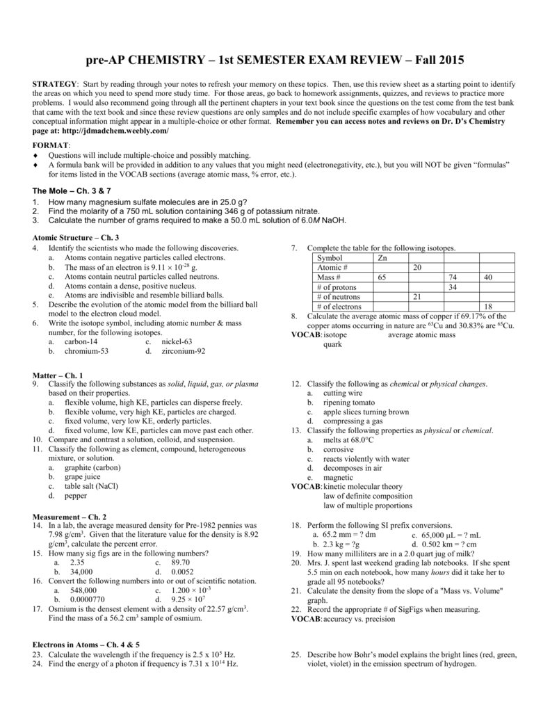 Semester 1 Exam Review Problems 2