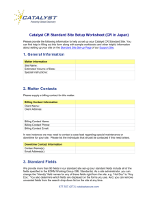 1. General Information - Catalyst Support Site