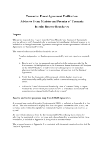 Tasmanian Forest Agreement Verification: Advice to Prime Minister