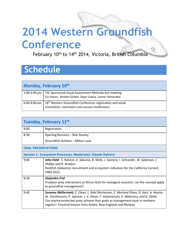 Schedule 19th Western Groundfish Conference