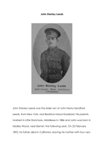 John Stanley Leeds - Bushey First World War Commemoration Project