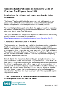Special educational needs and disability code of practice 0