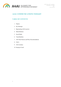 A4AI: communications toolkit Table of Contents