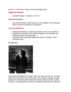 Lesson 7.2 Bohr Theory