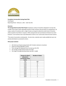 Savings Bond Incentive Pilot Project