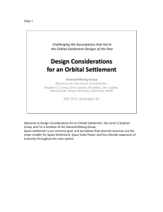 Considerations for the Design of an Orbital Settlement