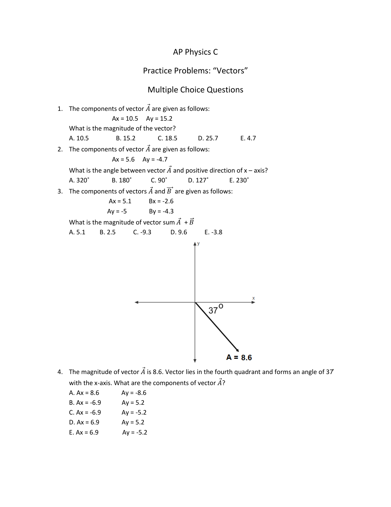 ap-physics-c-practice-problems-vectors-multiple-choice