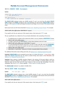 MySQL Account Management Statements