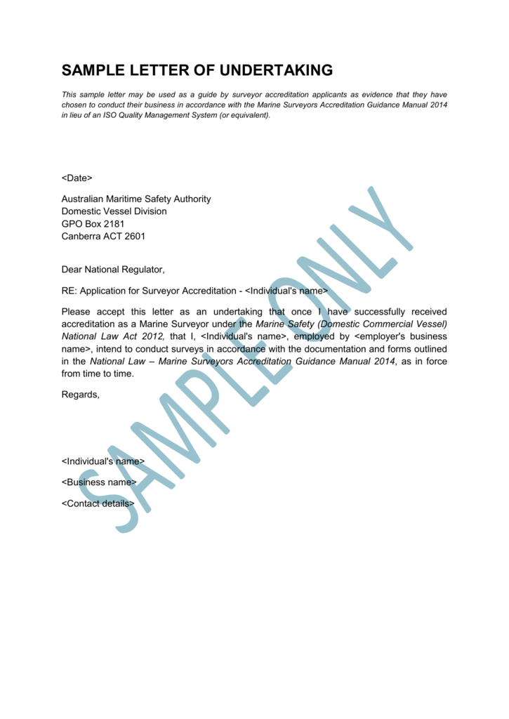 Legal Undertaking Template