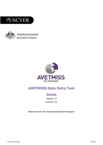 AVETMISS Data Entry Tool guide - National Centre for Vocational