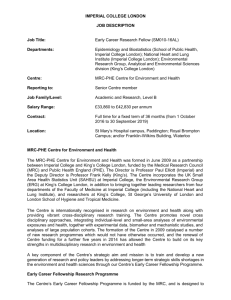 job description - MRC-PHE | Centre for Environment & Health