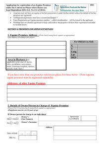 Application for registration of an Equine Premises under the Control