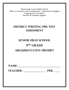 Grade 9 Argumentative - Language Arts and Reading - Miami