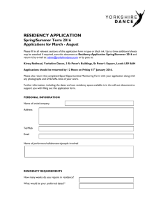 Spring 2016 Residency Scheme Application Form