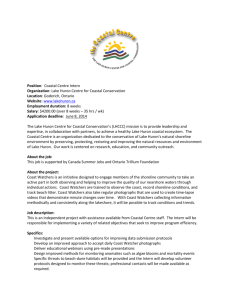 Position: Coastal Centre Intern Organization: Lake Huron Centre for