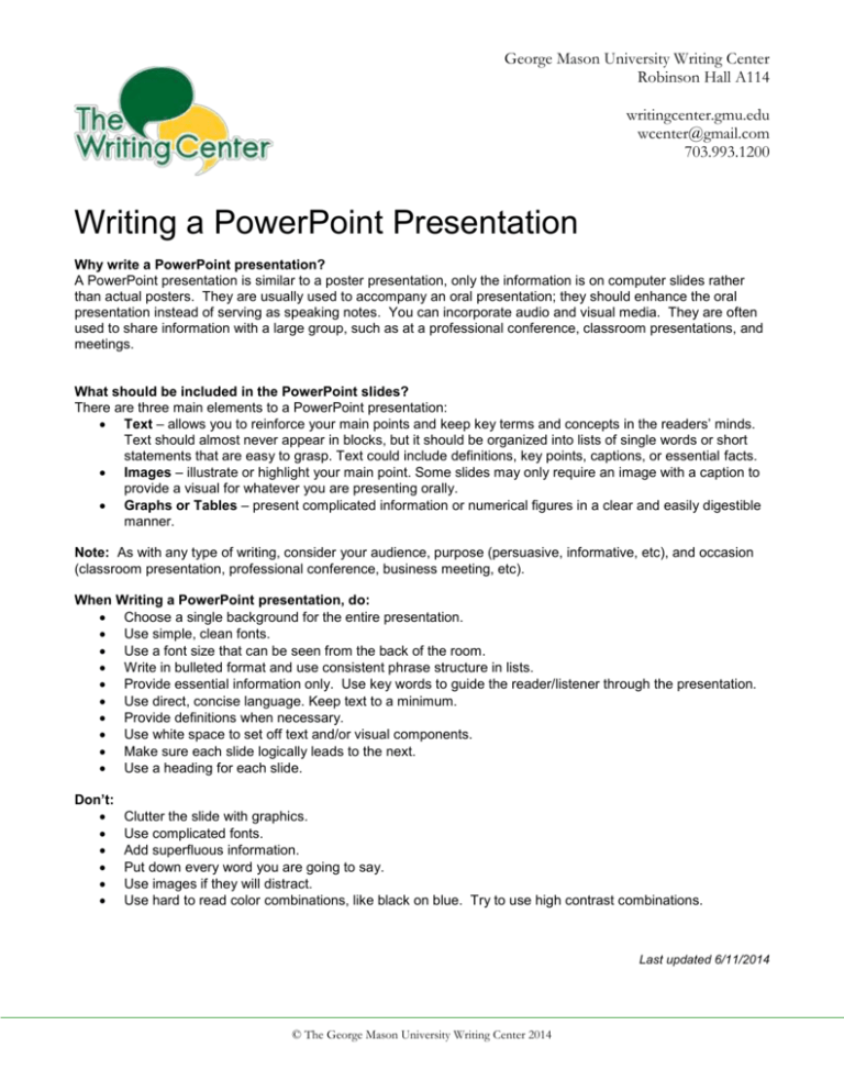 write about powerpoint presentation