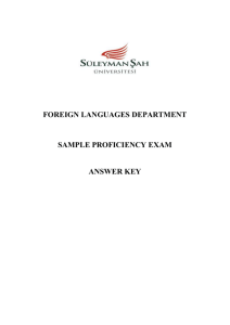 foreign languages department sample proficiency exam answer key