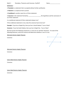 Math 3 Postulates, Theorems and Converses Pg 38 #7