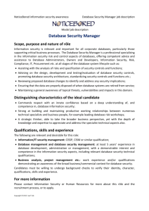 NB model job description for Database Security Manager