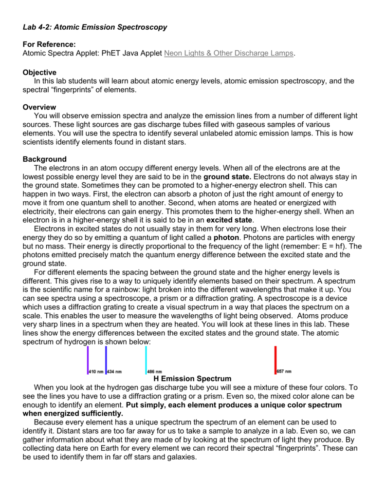 Lab 4 2 Atomic Emission Spectroscopy