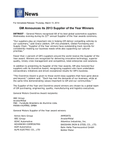 GM Announces its 2013 Supplier of the Year Winners
