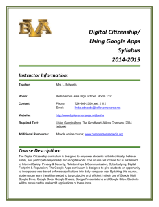 Digital Citizenship/Using Google Apps Syllabus